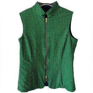 JUDE CONNALLY REVERSIBLE GREEN NAVY BLUE FULL ZIP VEST SZ M